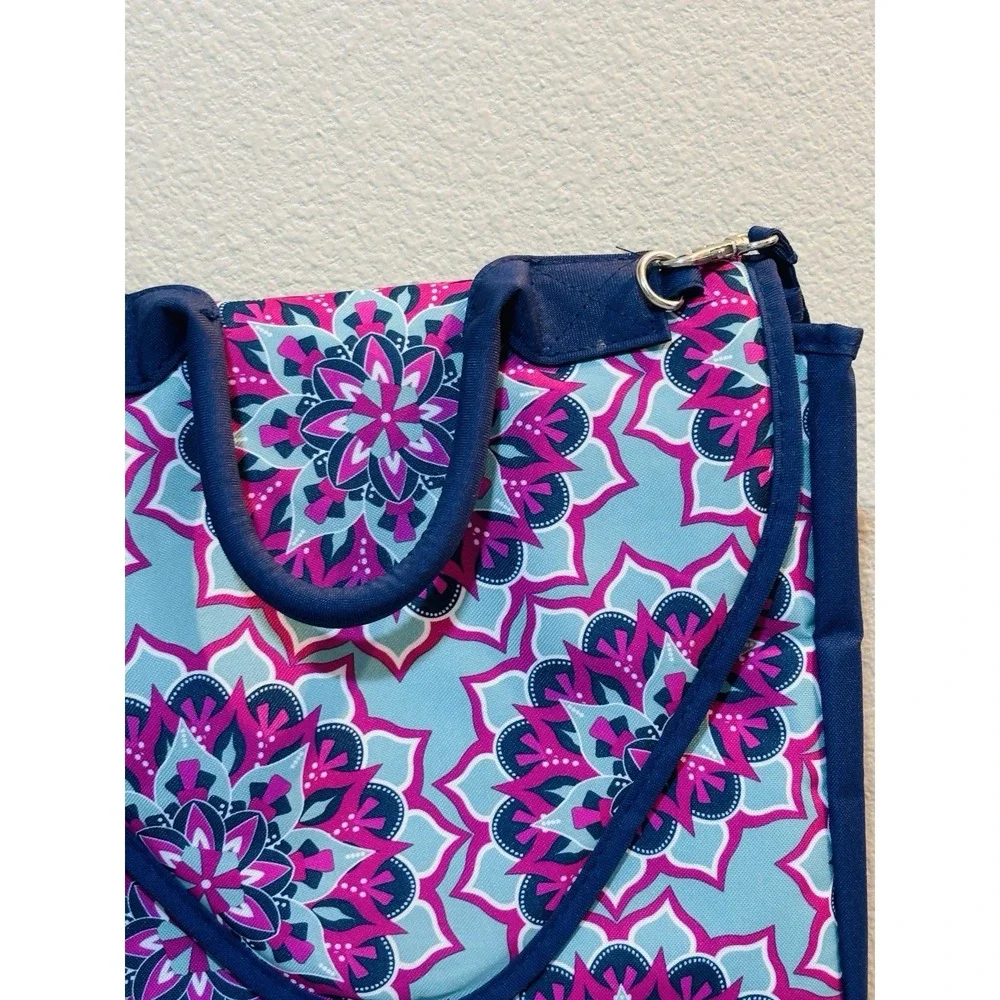 Fit & Fresh Large Insulated Lunch Bag Box Pink Blue Mandala Magnetic Close Clean